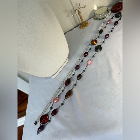 Marbelized swirl bead multi color statement necklace - Picture 4 of 5